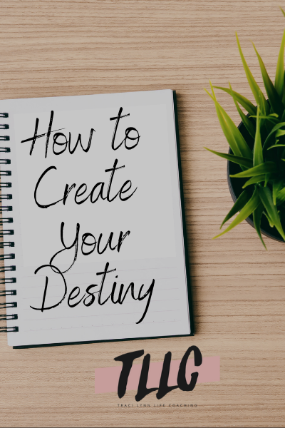 How to Create Your Destiny written on a notebook with a plant next to it.